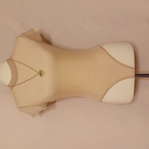 ‼️3 for $20‼️  Love J Beige Sheer Mock Neck Short Sleeve Bodysuit